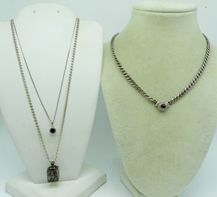 3 Sterling Necklaces, Hematite & Garnet