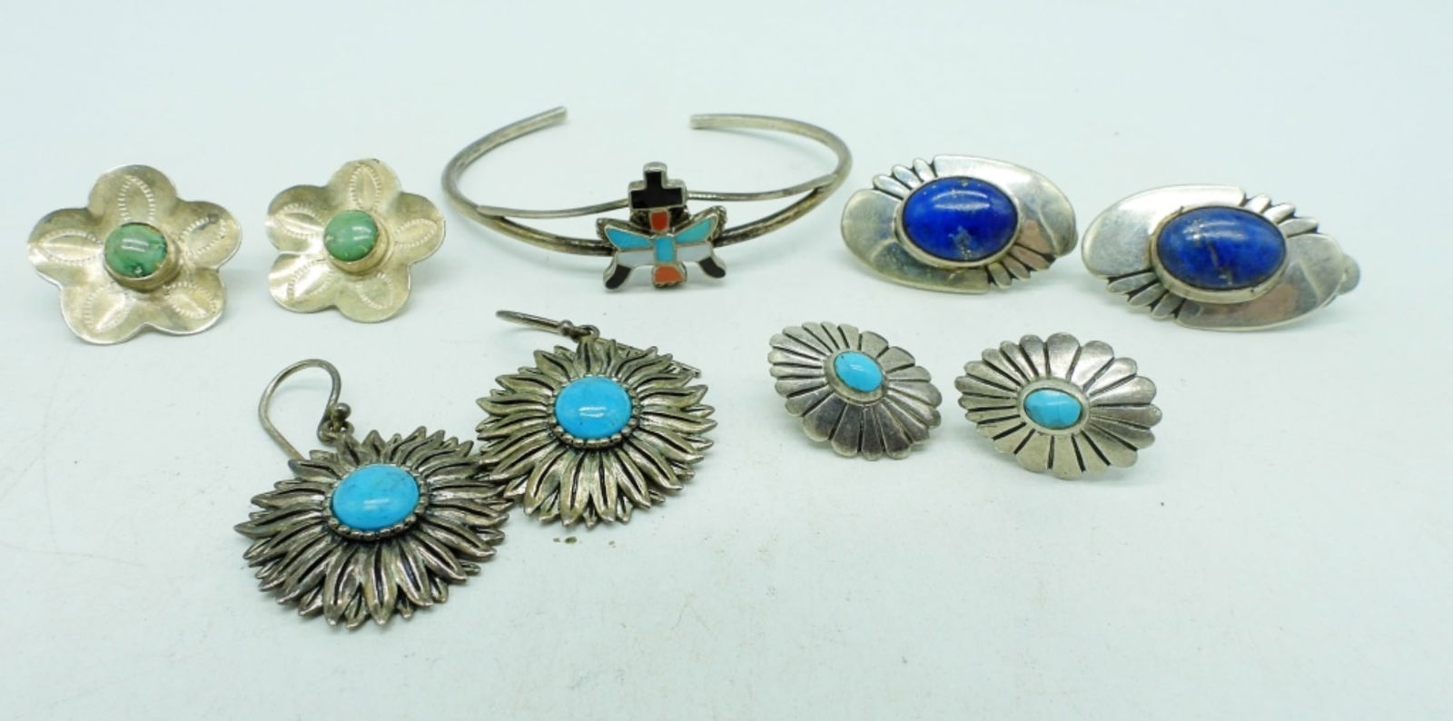 Turquoise Sterling Earrings & Bracelet (1 of 1)
