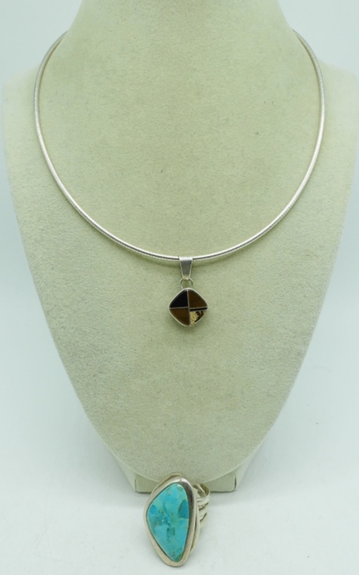 Barse Turquoise Ring & Tigers Eye Necklace (1 of 6)