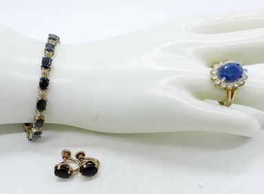 Sapphire & Black Onyx Sterling Jewelry