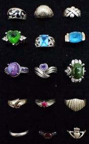 15 Sterling Gemstone Fashion Rings