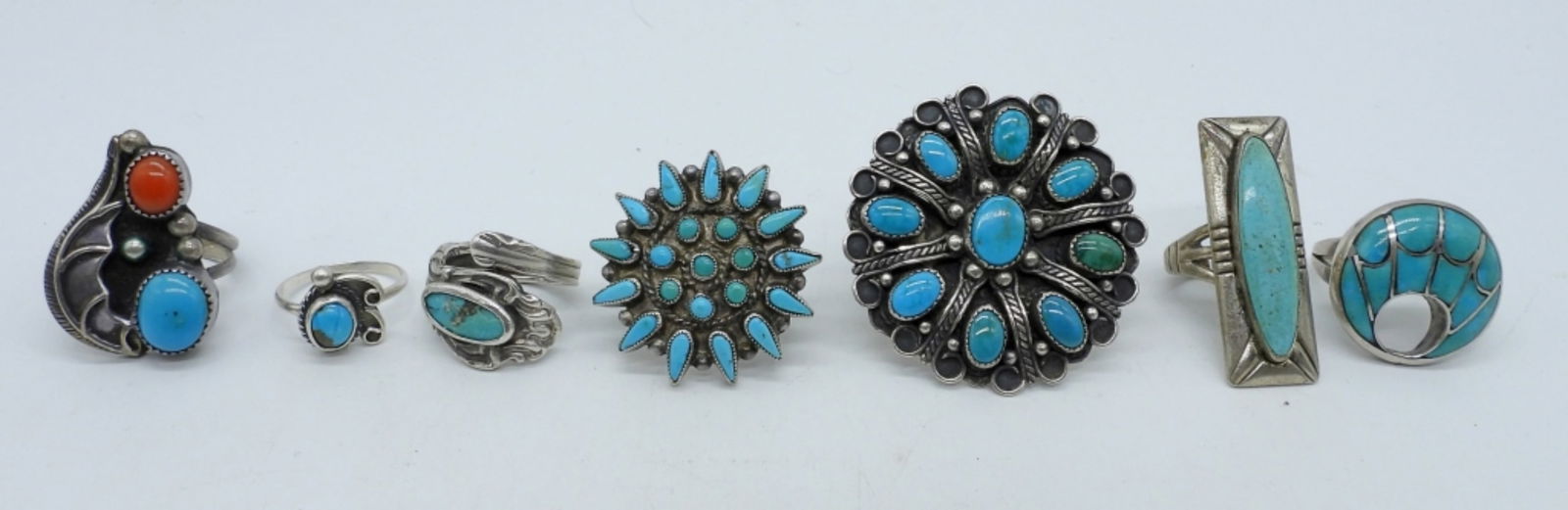 7 Southwest Style Turquoise 925 Rings (1 of 4)