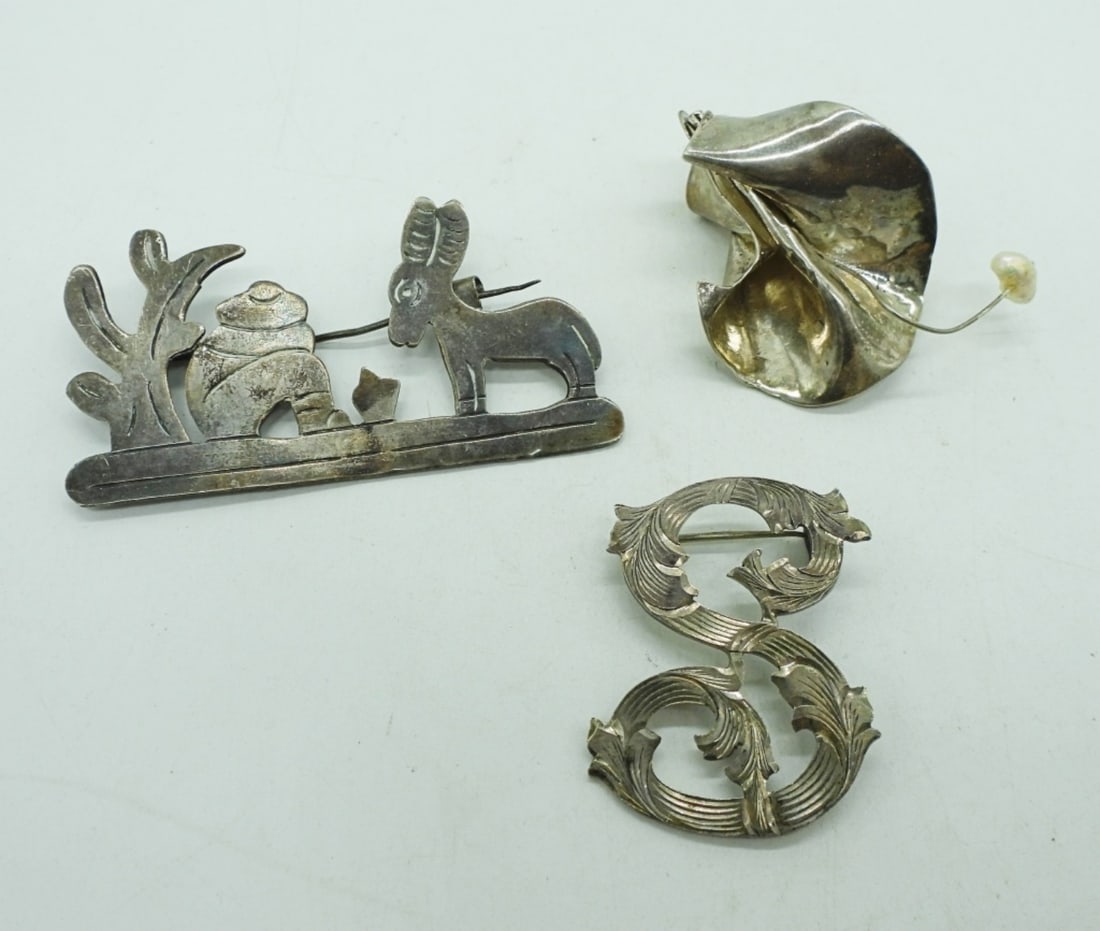 3 Mexico Sterling Brooches (1 of 3)