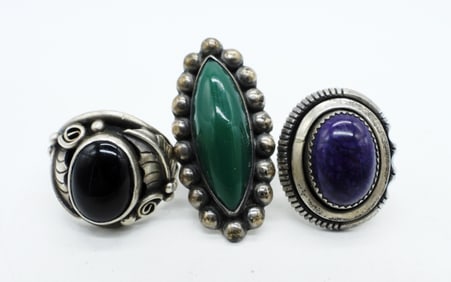 Charoite, Black Onyx & Green Onyx 925