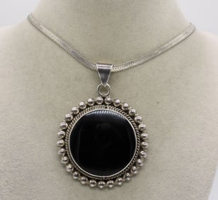 Large Taxco 925 Black Onyx Pendant