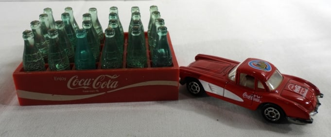 Coca-Cola 24 Miniature Bottles And Toy Car