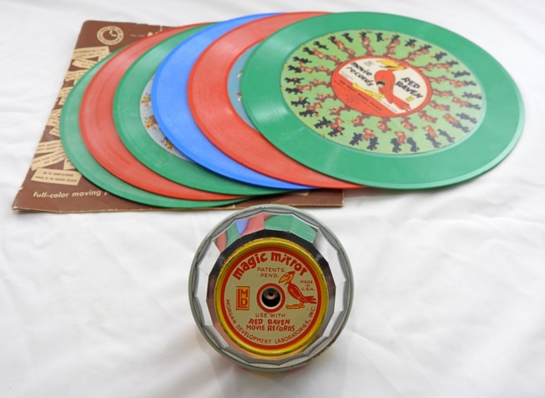 Red Raven Magic Mirror Movie: Vintage Red Raven magic mirror movie, with seven records.
