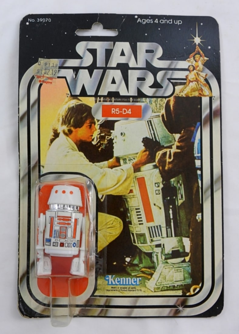 79' Star Wars R5-D4: Star Wars by Kenner R5-D4, NO. 39070, Still in the packaging. Does show some wear in fair to good condition, preowned.