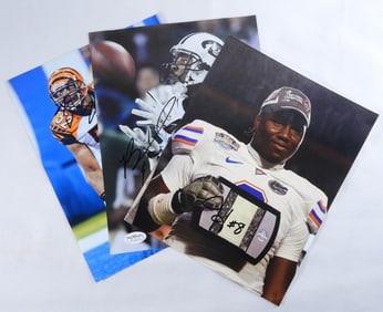 3 Autographed Football Player Photos