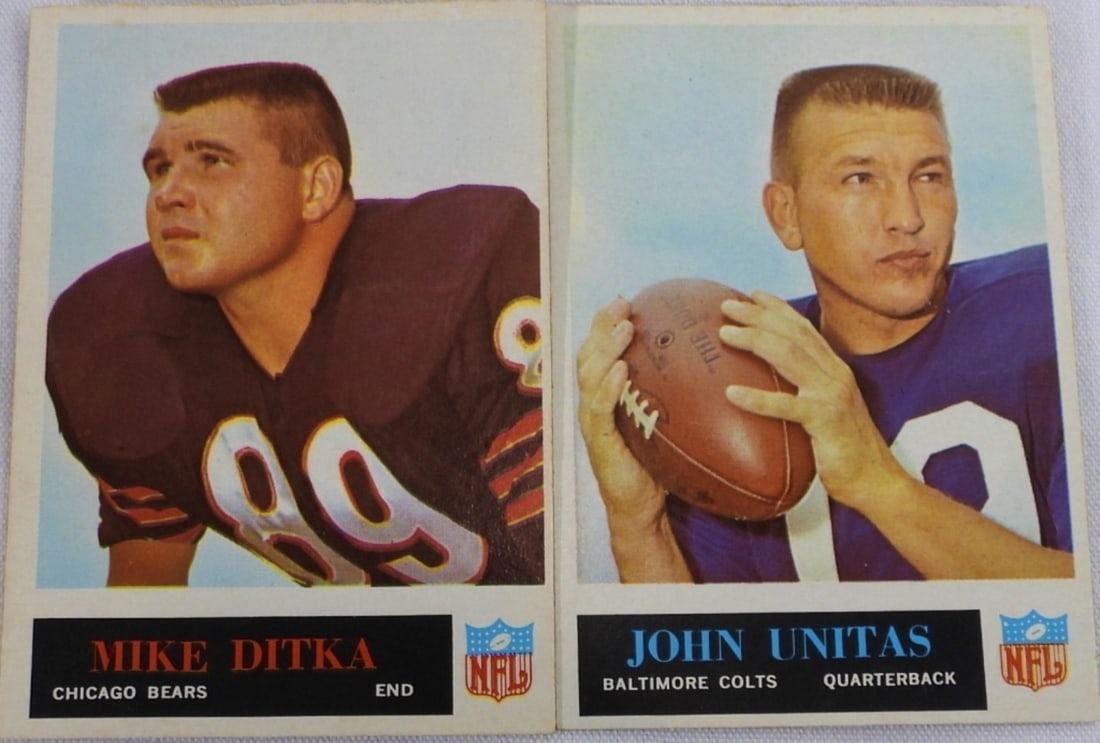Mike Ditka, Bears/ John Unitas, Colts: Ditka 1965 Card 1965 / Unitas 1964 Card 12