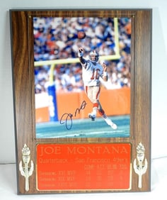 Joe Montana Plaque Signed Photo No COA