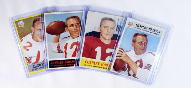 4 Charley Johnson Football Cards