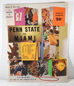1967 Official Program Penn State vs. Miami