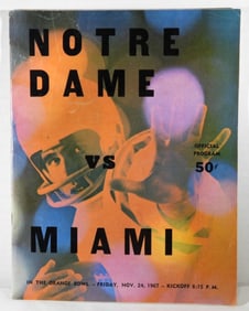 1967 Official Program Notre Dame vs. Miami Program
