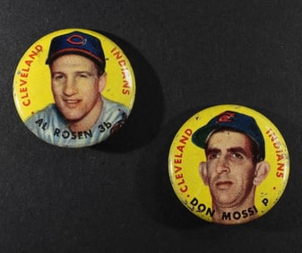 (2) 1956 TOPPS Pinback Button Rosen & Mossi