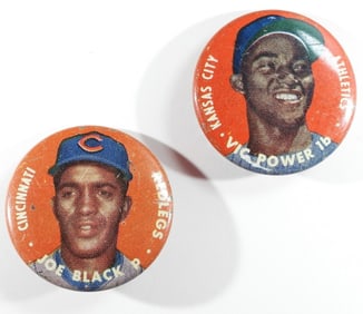(2) 1956 TOPPS Pinback: Black & Power