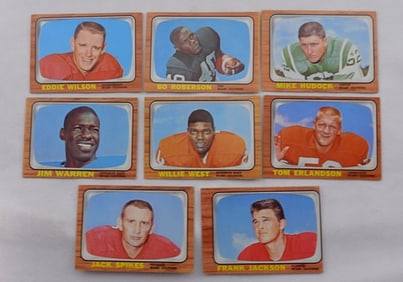 (8) 1966 Miami Dolphins Football Cards
