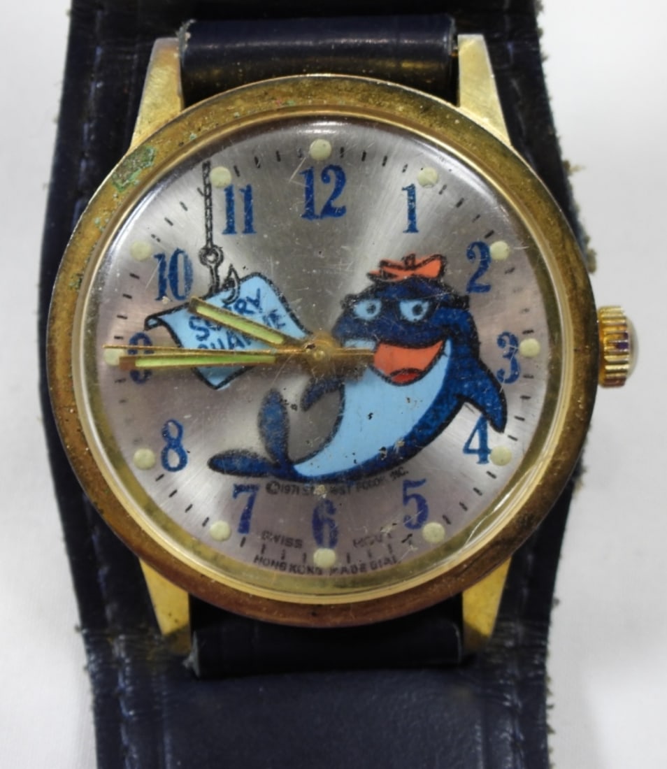 1971 Wind-up Star-Kist Promo Watch: 1971 Wind Up Star-Kist Sorry Charlie promotion watch, 9 inches long, real leather band, untested. Watches are not verified, authenticated, or tested in running condition unless specified.