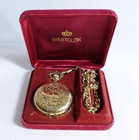 Westclox Deer Pocket Watch With Chain