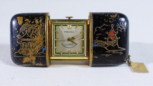 Marshall Enameled Pagoda Scene Purse Watch
