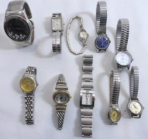 10 Woman's Silver Toned Watches