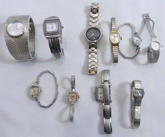 10 Woman's Silver Toned Watches