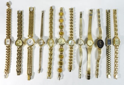 12 Women's Gold-Tone Clasp Watches