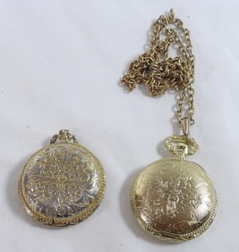 2 Vintage Women's Pocket Watch Pendants
