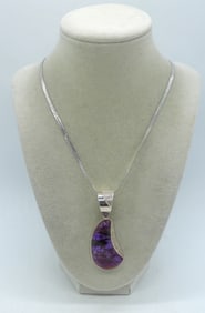 Charoite Large Sterling Pendant & Chain