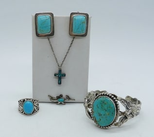 5 Pieces Sterling Turquoise Jewelry