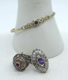 Sterling Amethyst Rings & Bracelet