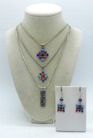 Multi Stone Turquoise Sterling Set