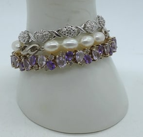 3 Sterling Fashion Gemstone Bracelets