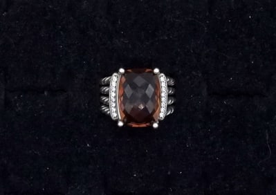 David Yurman Morganite Diamond 925 Ring