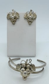 Taxco Sterling Grape Bracelet & Earrings