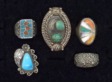 5 Sterling Turquoise Rings