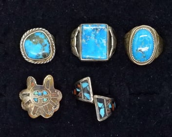 5 Sterling Turquoise Rings