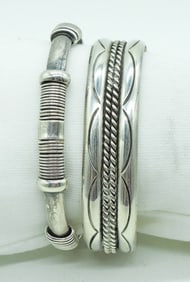 2 Sterling Cuff Bracelets