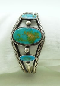 Turquoise Sterling Southwest Cuff Bracelet
