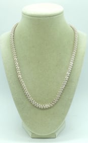 Sterling Twisted Diamond Cut Necklace