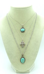 3 Turquoise Sterling Necklaces