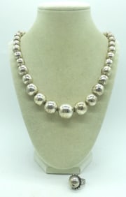 Graduated Sterling Ball Necklace / Ring