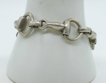 Heavy Sterling Mexico Horse Bit Bracelet