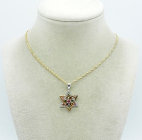 Star of David Necklace 925 Gold Tone
