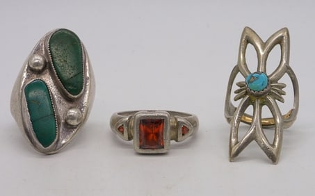 3 Southwest Style Sterling Fashion Rings