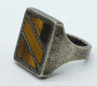 Taxco Mateo 950 Silver Tigers Eye Ring