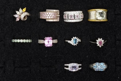 10 Sterling Gemstone Rings