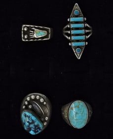 4 Turquoise Sterling Rings