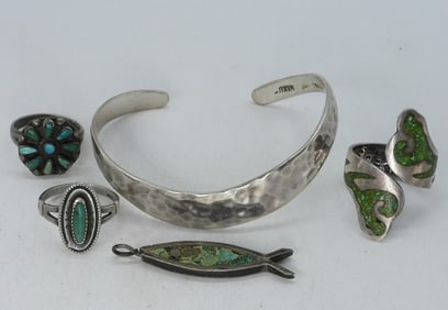 Taxco Bracelet & 925 Turquoise Rings