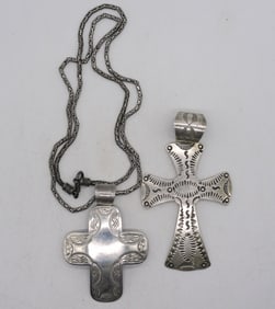 2 Sterling Crosses, 1 Chain